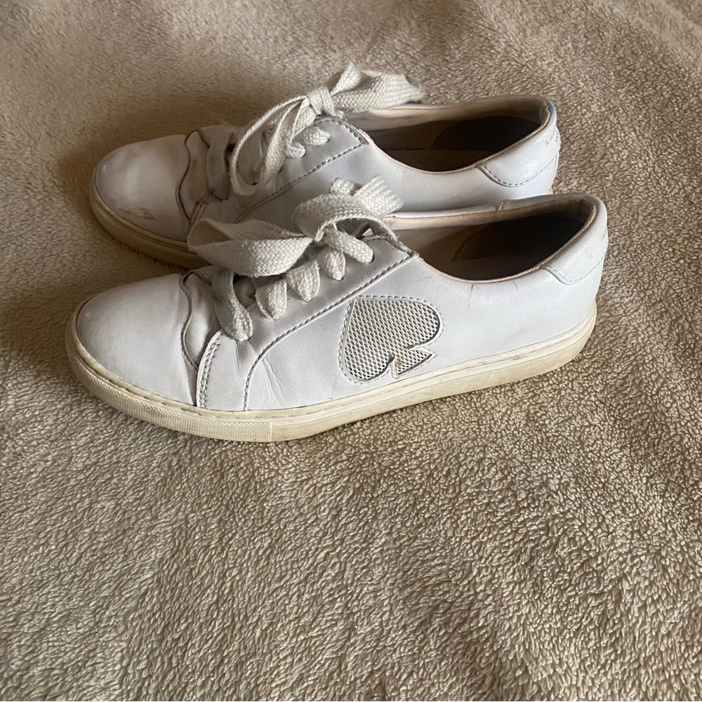Kate Spade New York Fez Sneakers Womens Size 6B White Leather Shoes Classic
